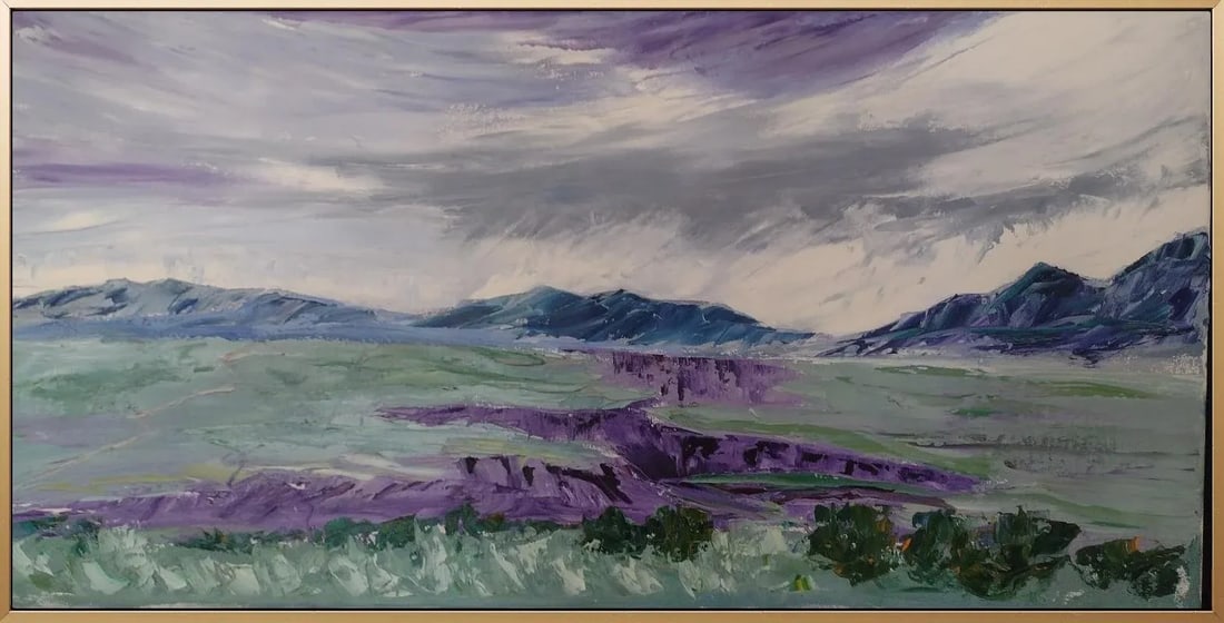 Stormy Skies at the Gorge - Framed Southwest Palette Knife Oil Painting by Anita C. Blythe (1 of 9)