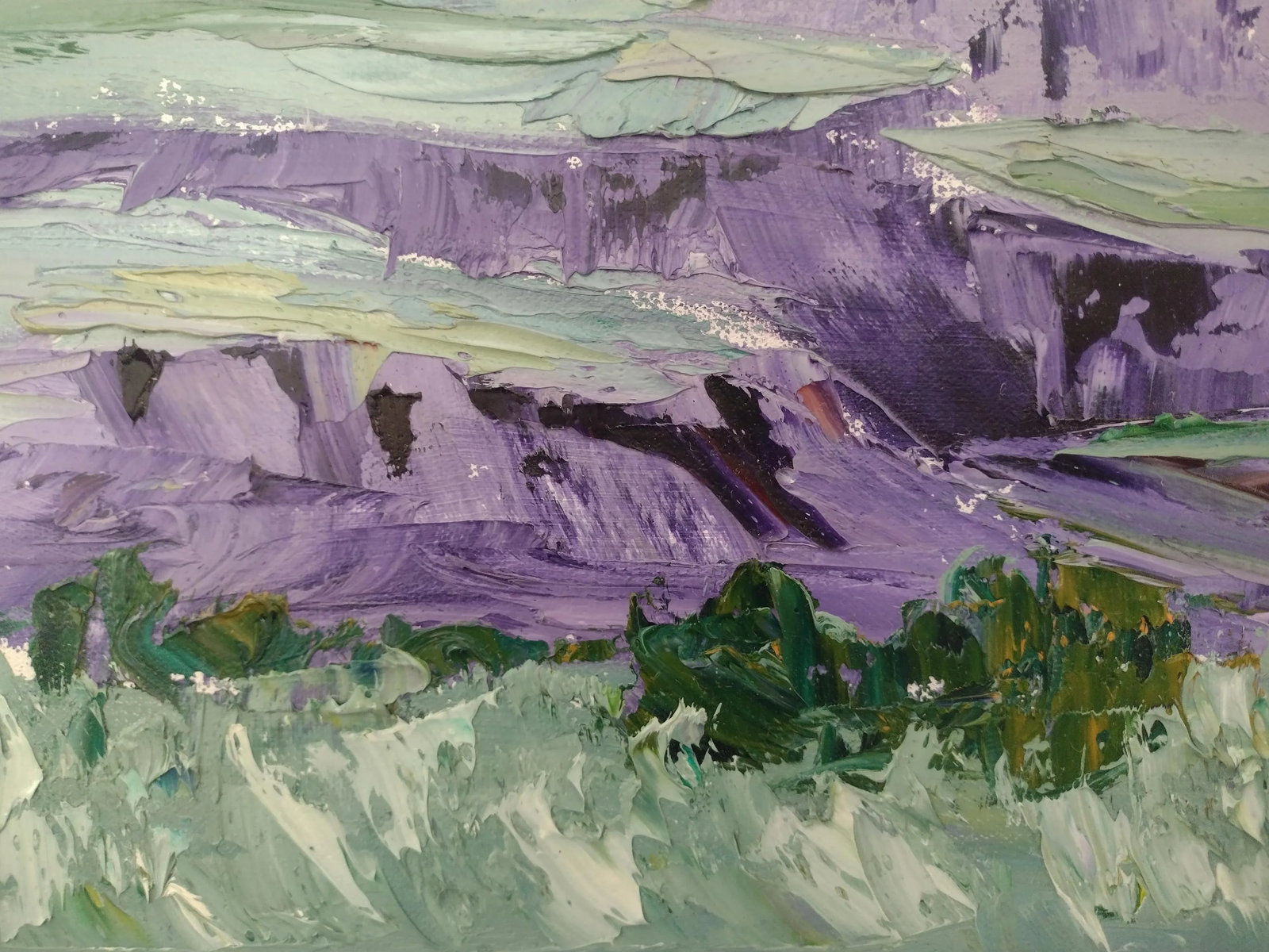 Stormy Skies at the Gorge - Framed Southwest Palette Knife Oil Painting by Anita C. Blythe - 8