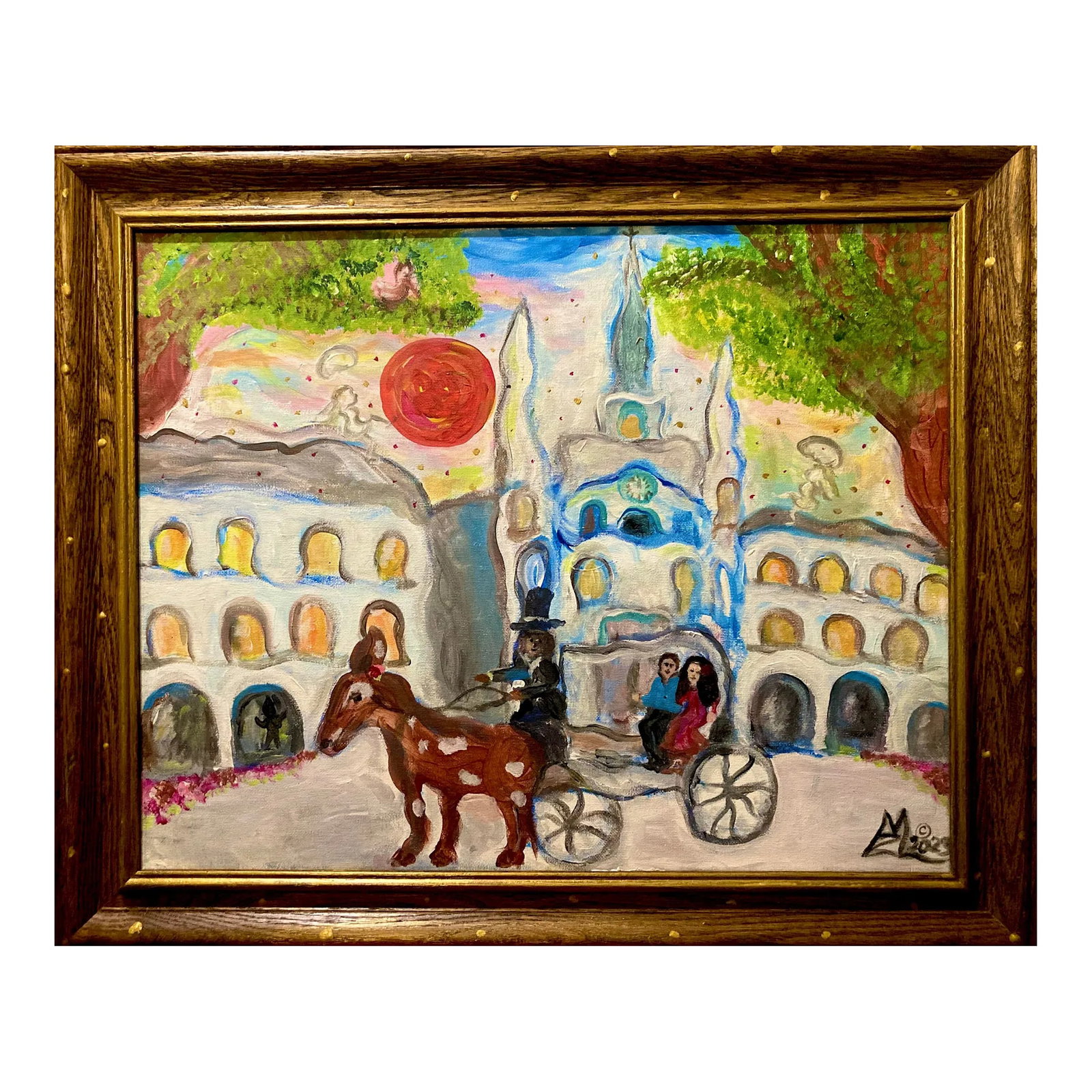 "LovelyOne" Giclee Canvas Painting by Louisiana Artist Mina Zavala Lanzas,, Hand Embellished, Limite: "Lovely One" Love is the theme in this vibrant Giclee Canvas Print painting by New Orleans Louisiana artist Mina Zavala Lanzas, MZL. Let's take an exciting peaceful second lining spiritual journey thr