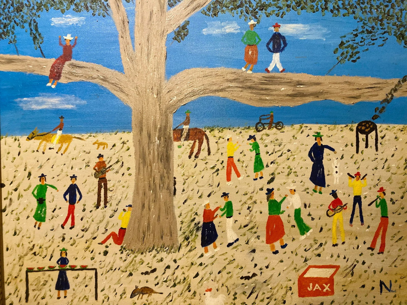 "Niloville Picnic" by Nilo Lamzas, New Orleans Louisiana, Nl Original Landscape Painting, Nature Par - 2