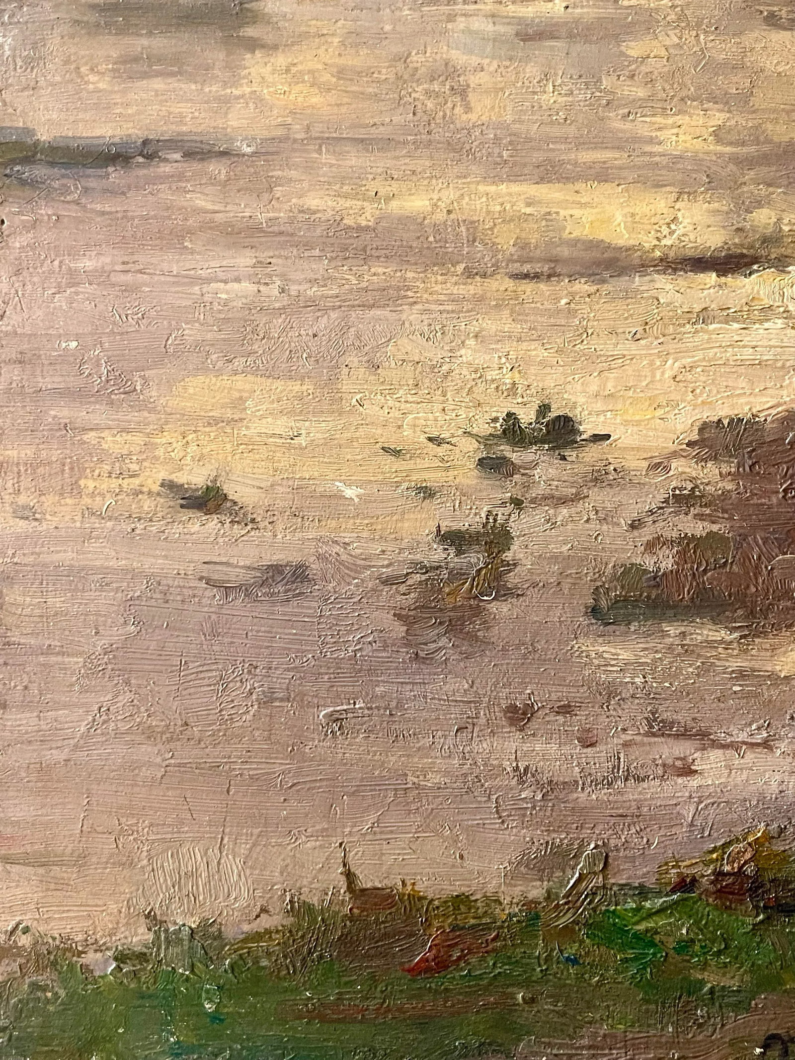 Oil on Panel "Village by the River" Signed Martin-Saauvaigo Dated 1939 France - 5