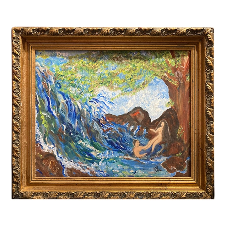 "Heart and Soul Cascades" by Mina Zavala Lanzas, Original Painting New Orleans Louisiana, Wood, Carv: This is an original painting by New Orleans Louisiana artist Mina Zavala Lanzas titled, "Heart and Soul Cascades"..... A loving and musical couple to a Lifetime of forever Love and Faith.....with