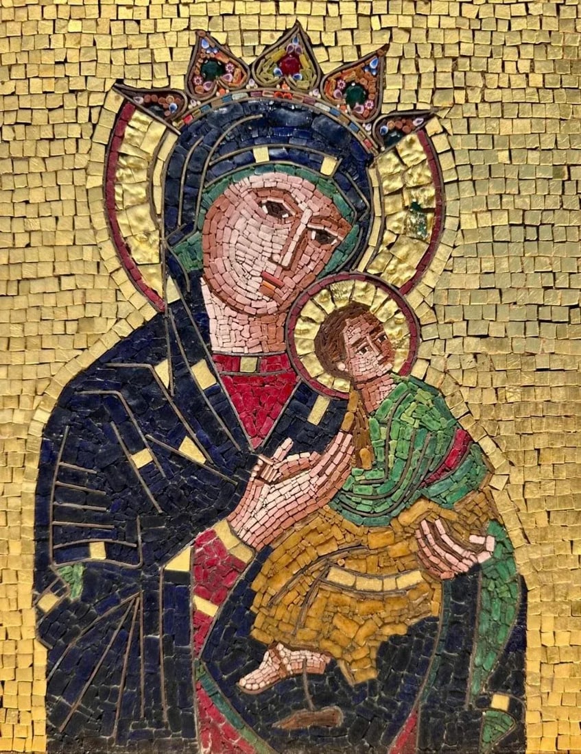 Large Micro-Mosaic Icon Panel G. Cinquegrana Studio Del Mosaico, Vatican 20th C., Framed - 11