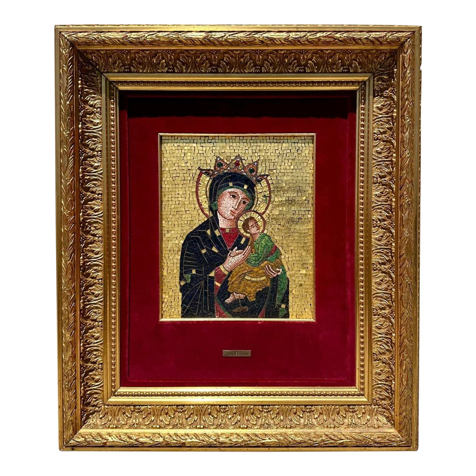 Large Micro-Mosaic Icon Panel G. Cinquegrana Studio Del Mosaico, Vatican 20th C., Framed (1 of 12)