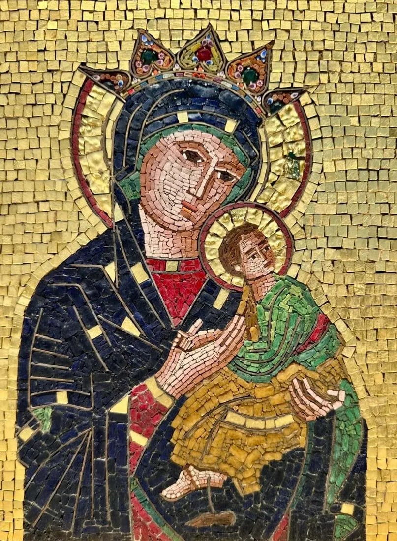 Large Micro-Mosaic Icon Panel G. Cinquegrana Studio Del Mosaico, Vatican 20th C., Framed - 3