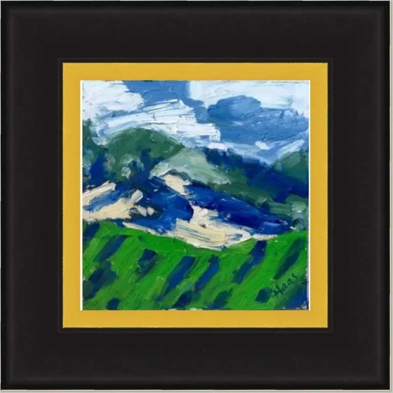 Modern Abstract Vineyard (6''*6'', Original Oil on Masonite) - 10