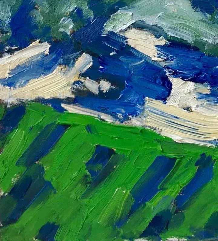 Modern Abstract Vineyard (6''*6'', Original Oil on Masonite) - 2