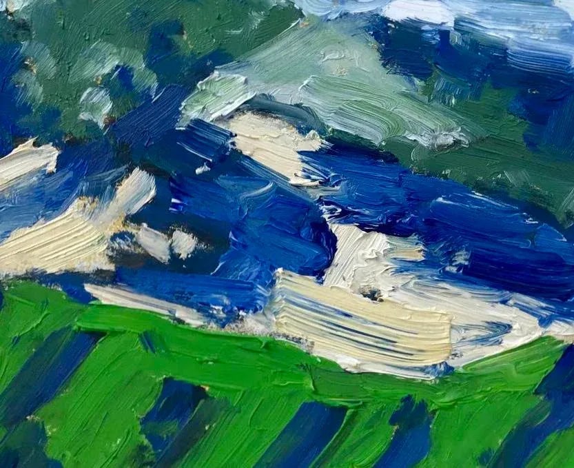 Modern Abstract Vineyard (6''*6'', Original Oil on Masonite) - 3