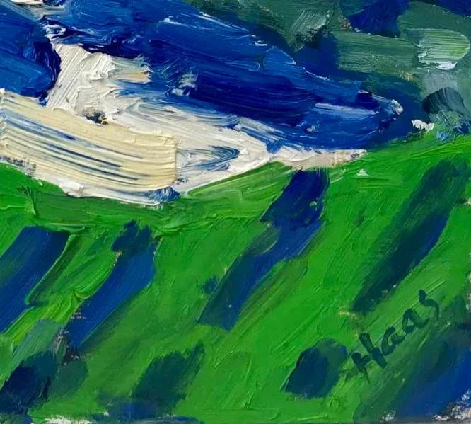 Modern Abstract Vineyard (6''*6'', Original Oil on Masonite) - 6