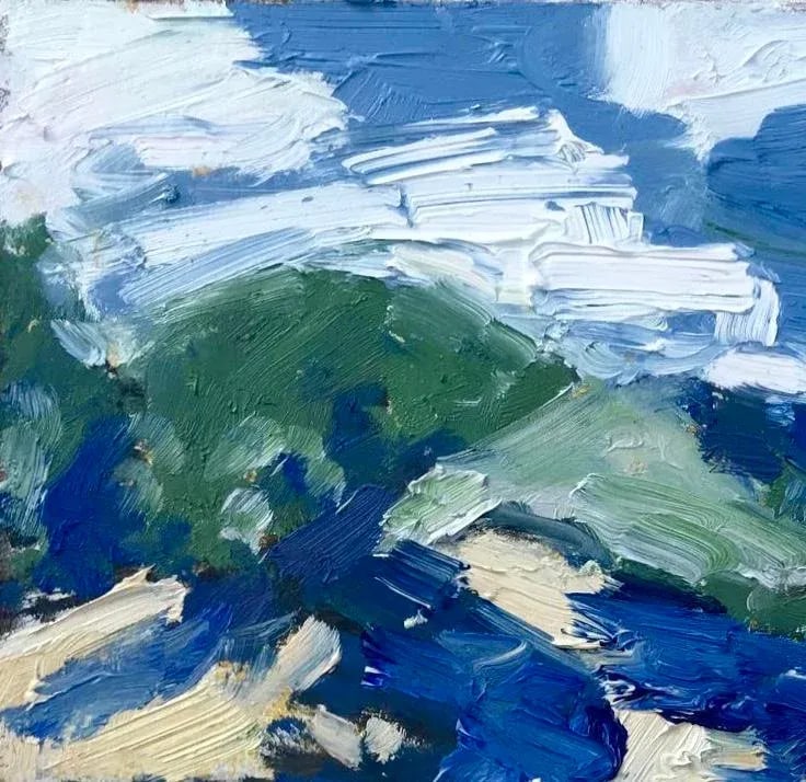 Modern Abstract Vineyard (6''*6'', Original Oil on Masonite) - 7