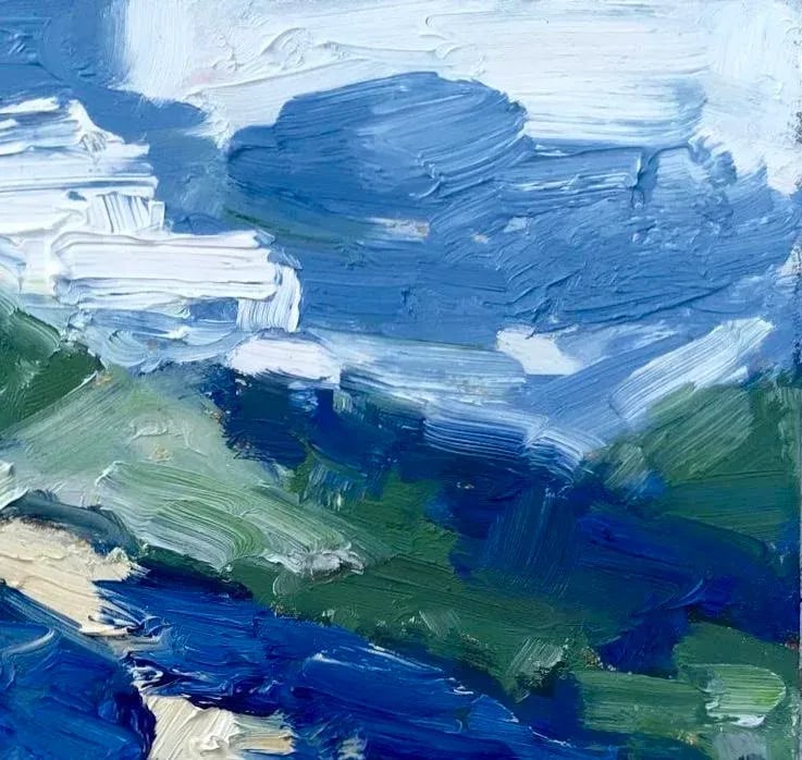Modern Abstract Vineyard (6''*6'', Original Oil on Masonite) - 8