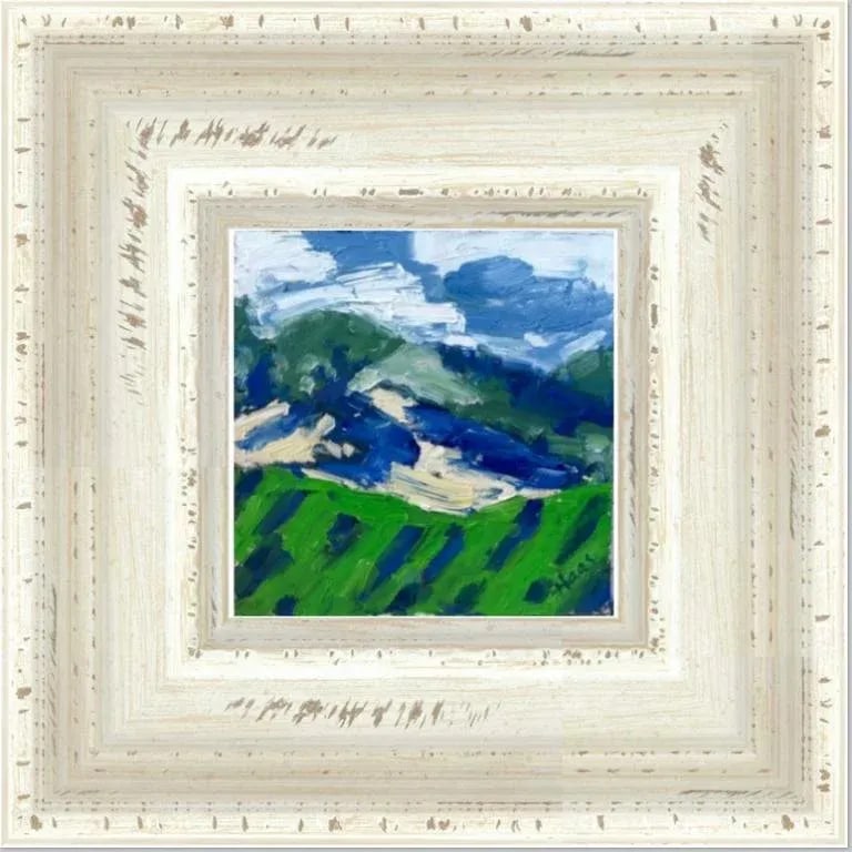 Modern Abstract Vineyard (6''*6'', Original Oil on Masonite) - 9