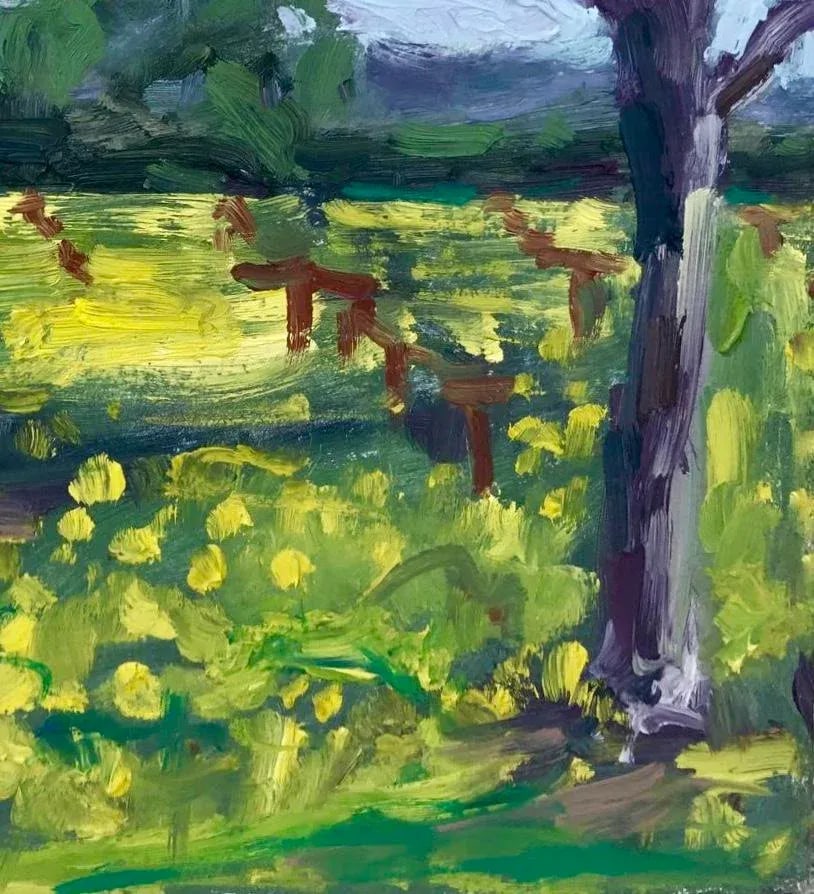 Mustard Grass, Expressionist Oil Painting Landscape - 2