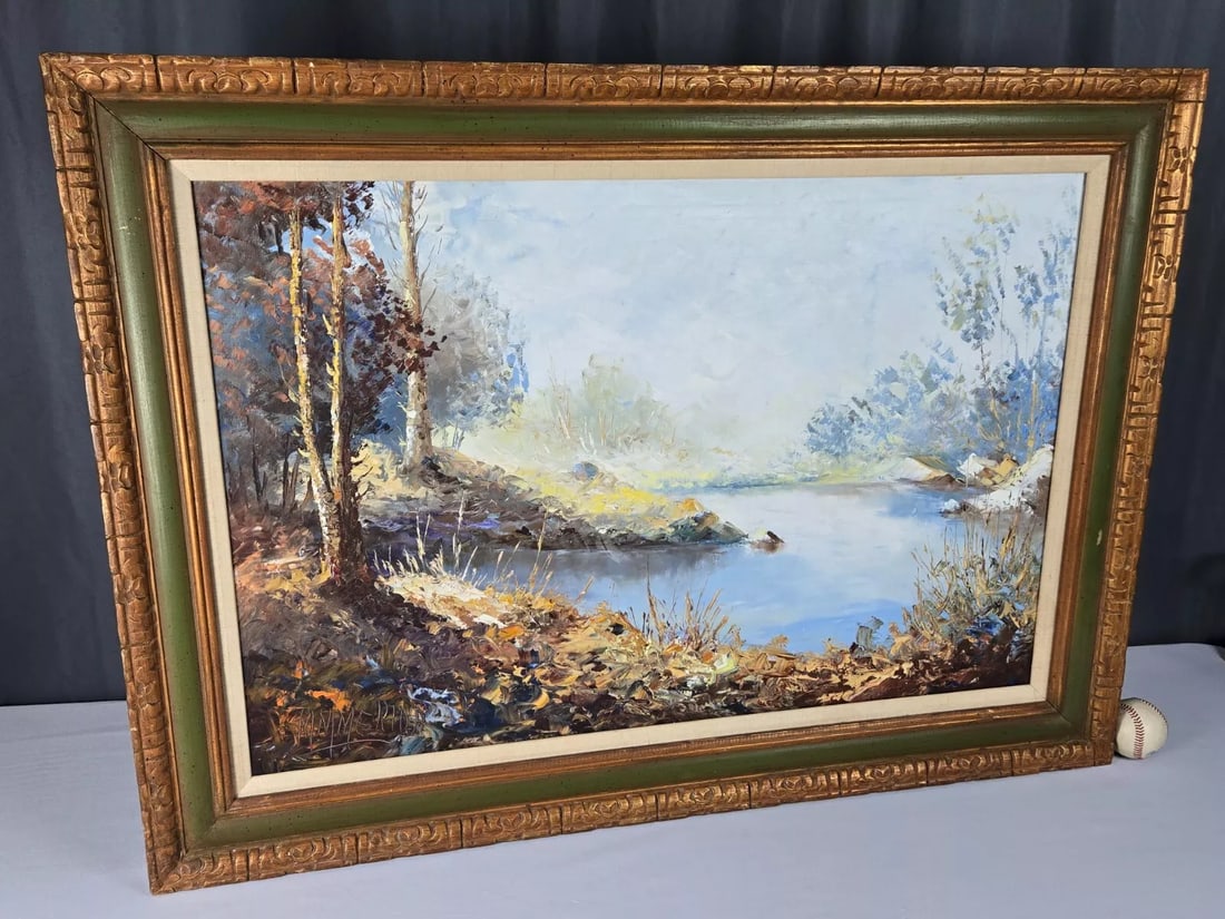 Manuel Munoz Merida, Spain Original River Landscape Oil Painting - 2