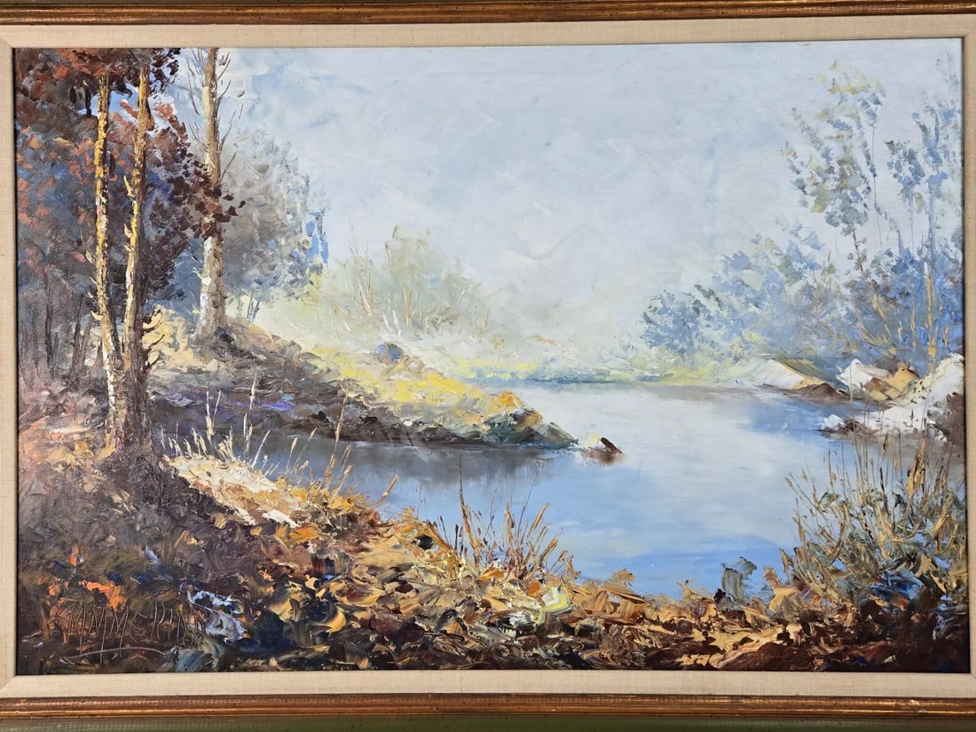 Manuel Munoz Merida, Spain Original River Landscape Oil Painting - 3
