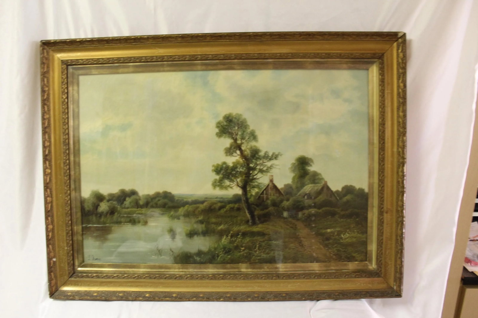 Vintage J Owen Country Cottages English Oil Painting, Framed - 2