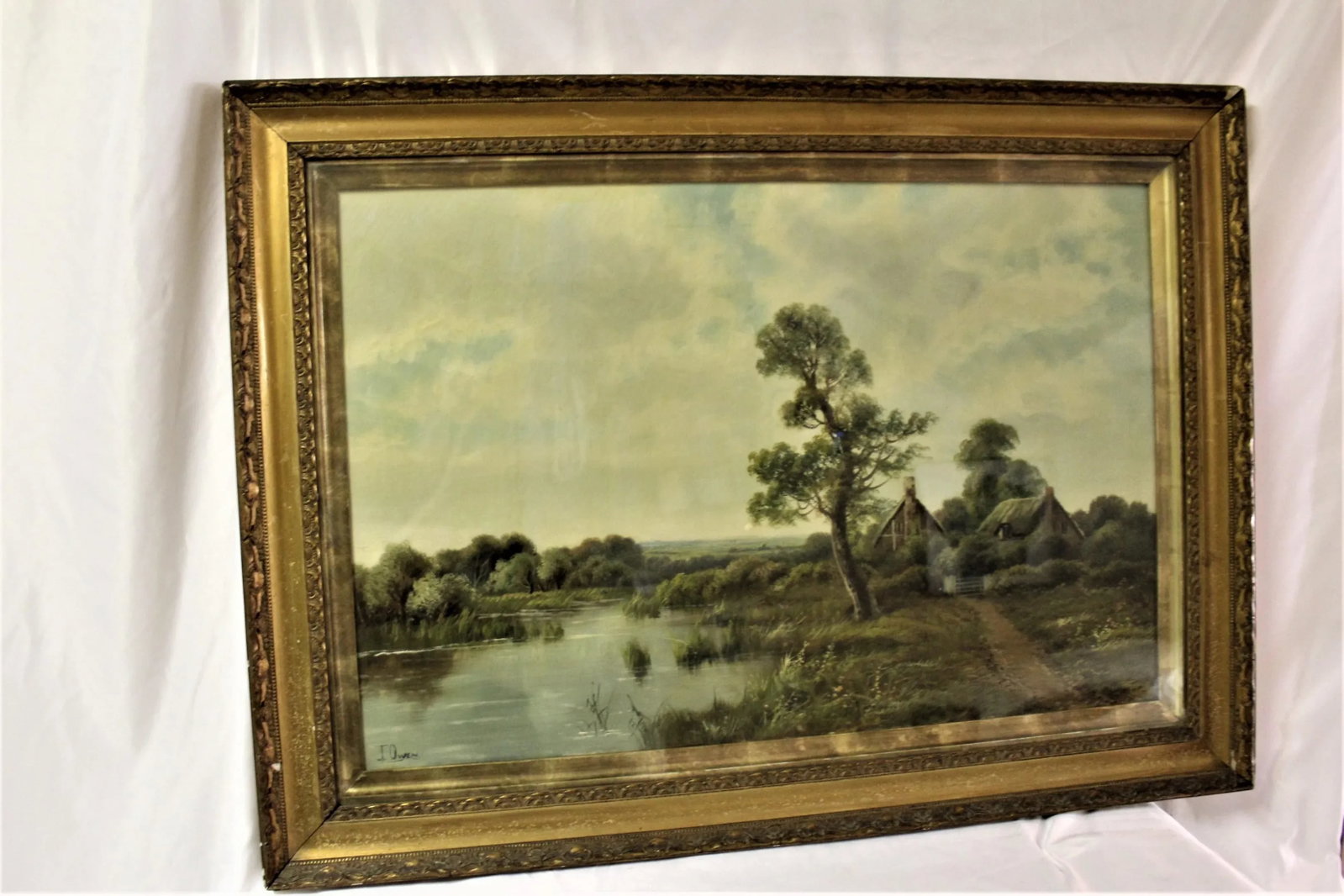 Vintage J Owen Country Cottages English Oil Painting, Framed - 7