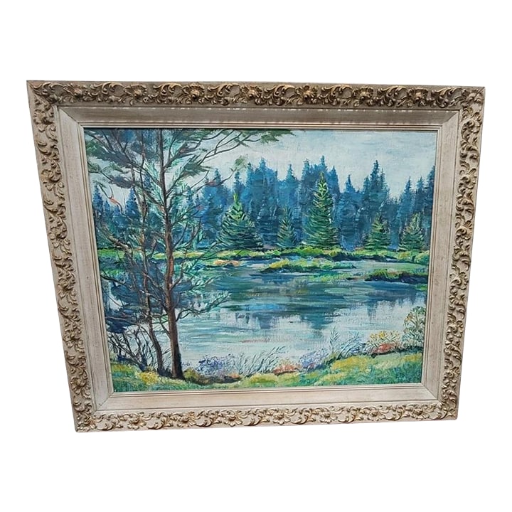 1960s Ann Ruge Post Impressionist Landscape Painting Wall Art, Framed (1 of 12)