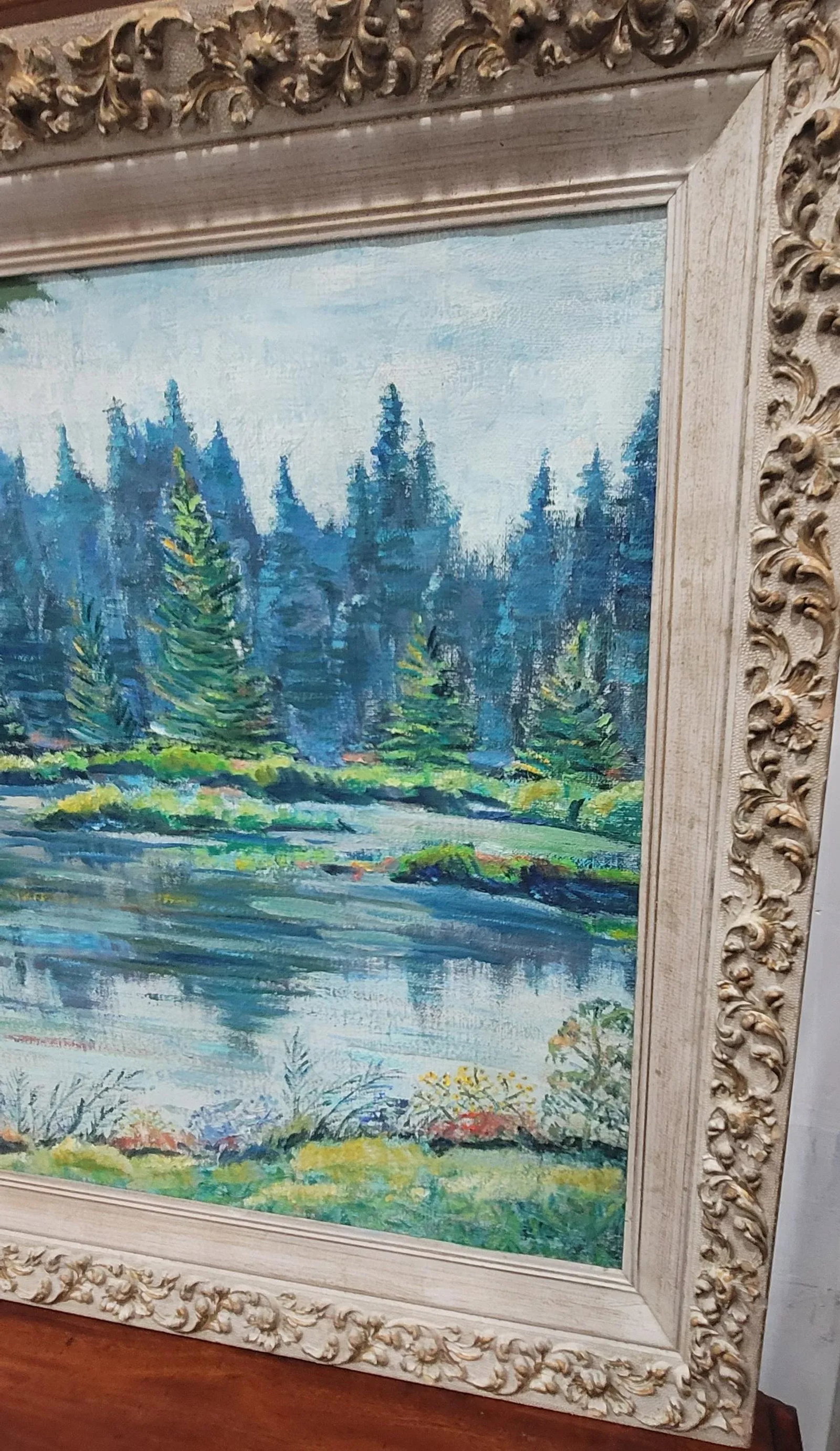 1960s Ann Ruge Post Impressionist Landscape Painting Wall Art, Framed - 3