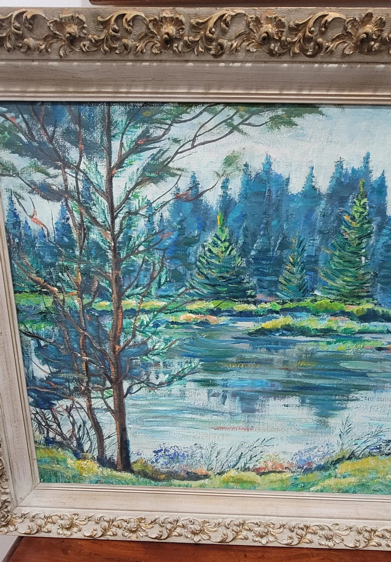 1960s Ann Ruge Post Impressionist Landscape Painting Wall Art, Framed - 6