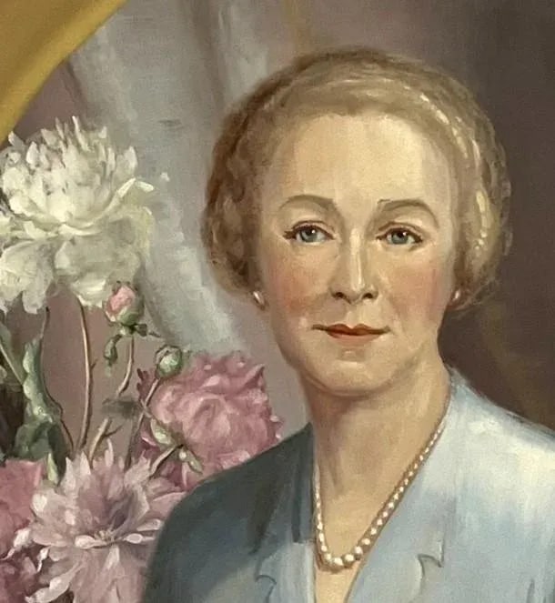 1920s Portrait of a Woman and Peonies - Oil on Canvas - 3