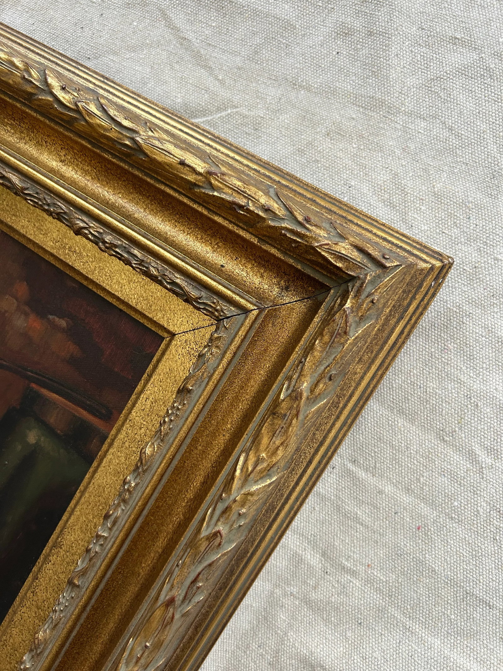 Late 20th Century Vintage Border Terrier Oil Painting Portait in Gilded Frame-Signed - 10