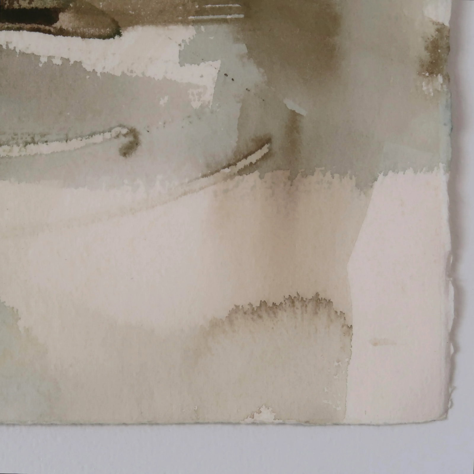 Late 20th Century Unsigned Original Fine Art Abstract Landscape Watercolor Painting on Paper of Tall - 11