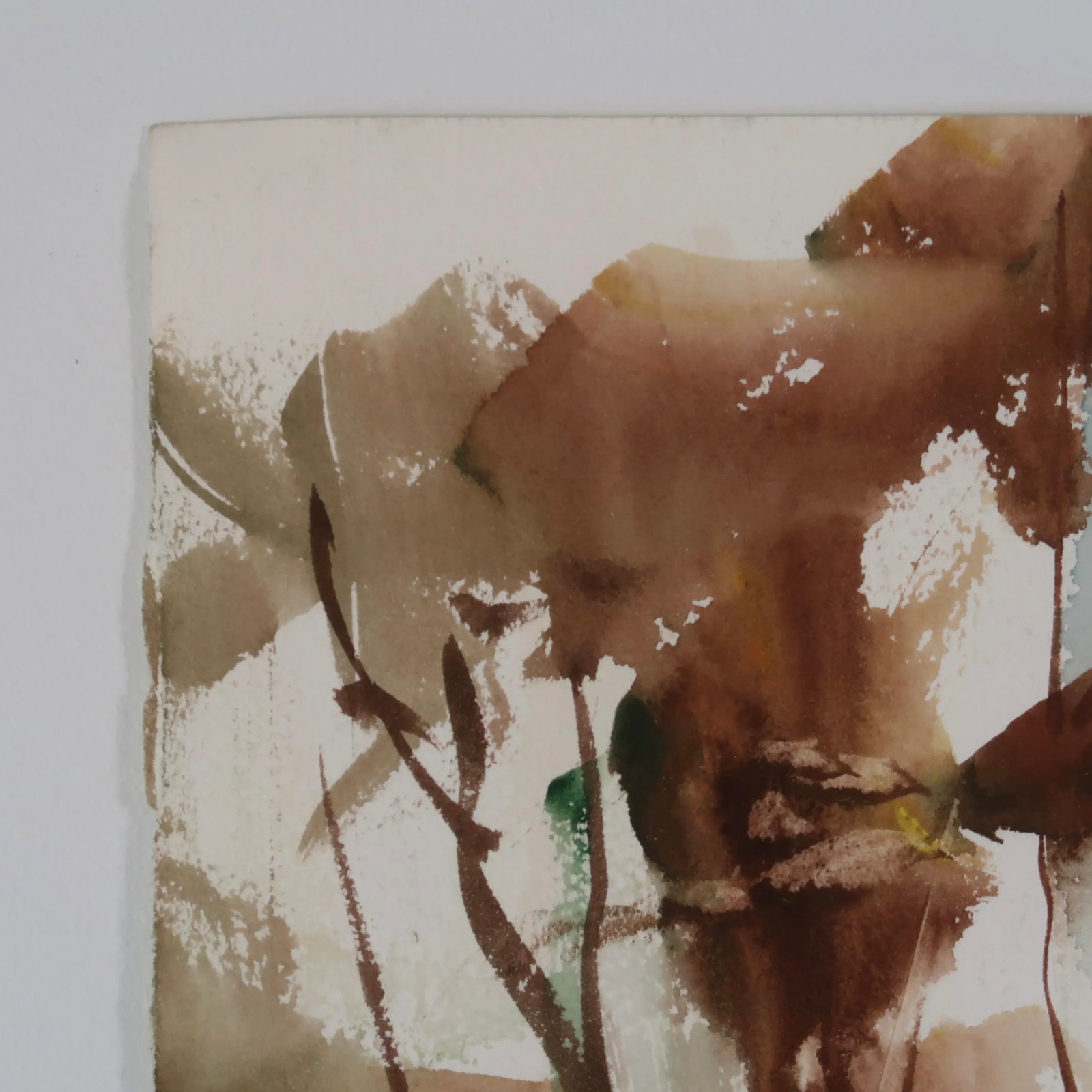 Late 20th Century Unsigned Original Fine Art Abstract Landscape Watercolor Painting on Paper of Tall - 3
