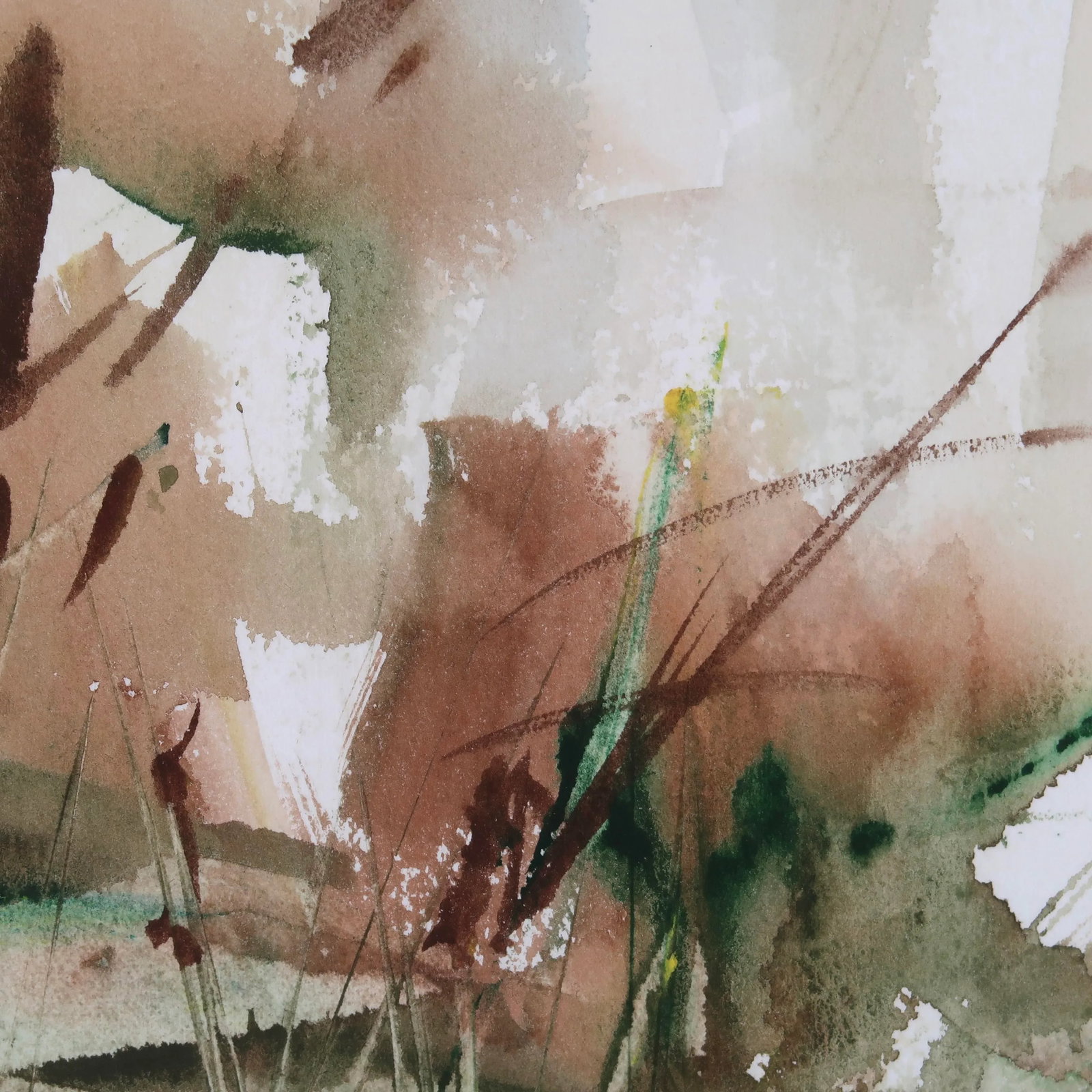 Late 20th Century Unsigned Original Fine Art Abstract Landscape Watercolor Painting on Paper of Tall - 7