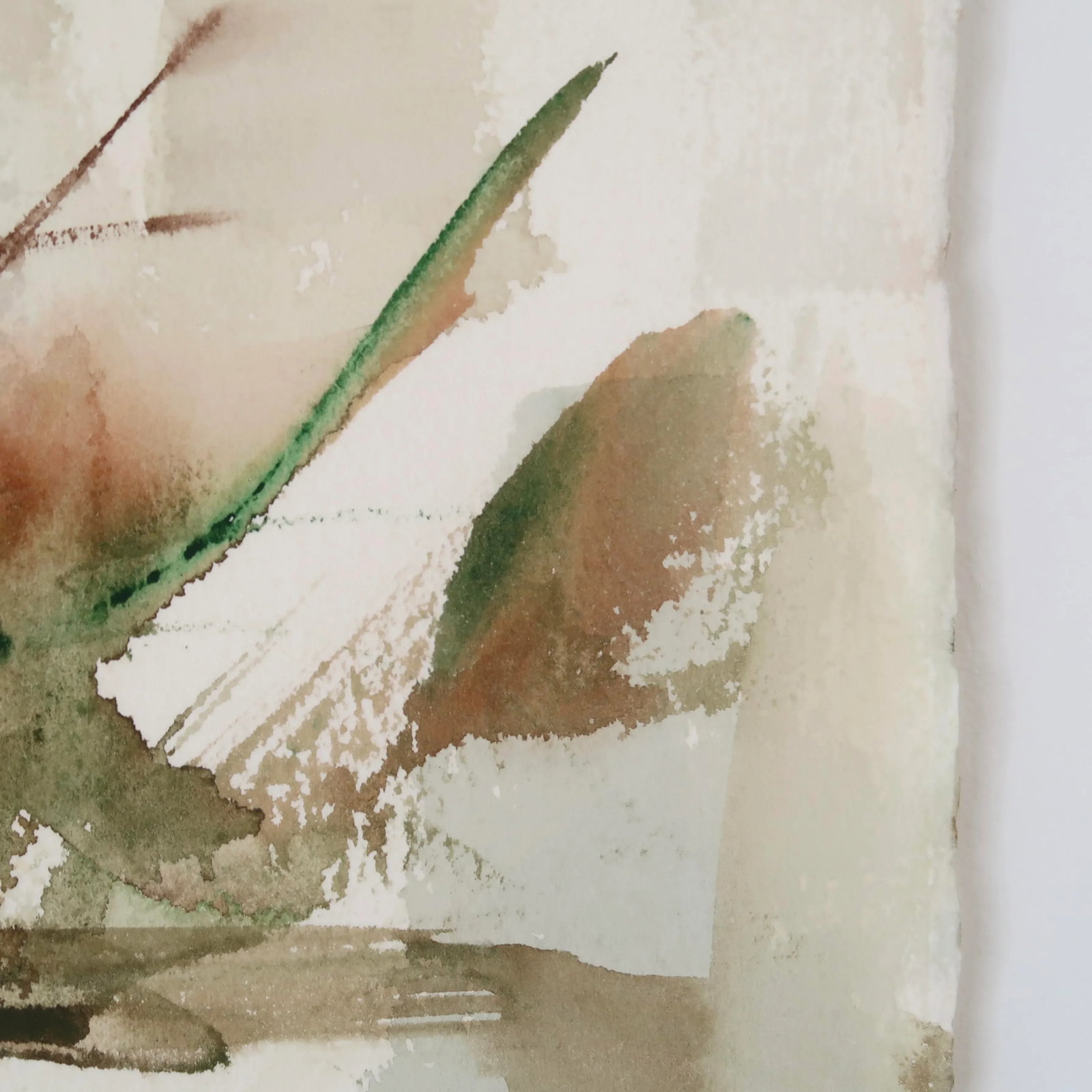 Late 20th Century Unsigned Original Fine Art Abstract Landscape Watercolor Painting on Paper of Tall - 9