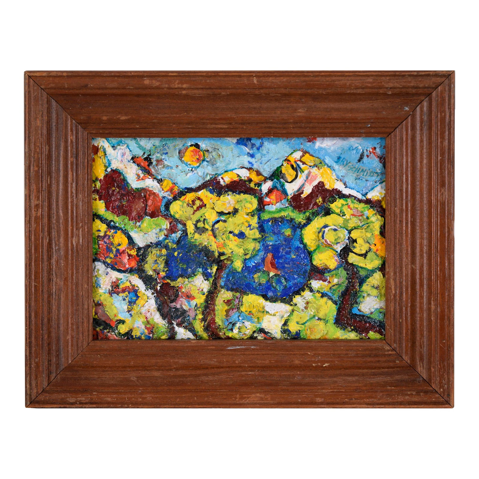 Fauvist Landscape With Lake and Mountains in Oil on Paper (1 of 7)