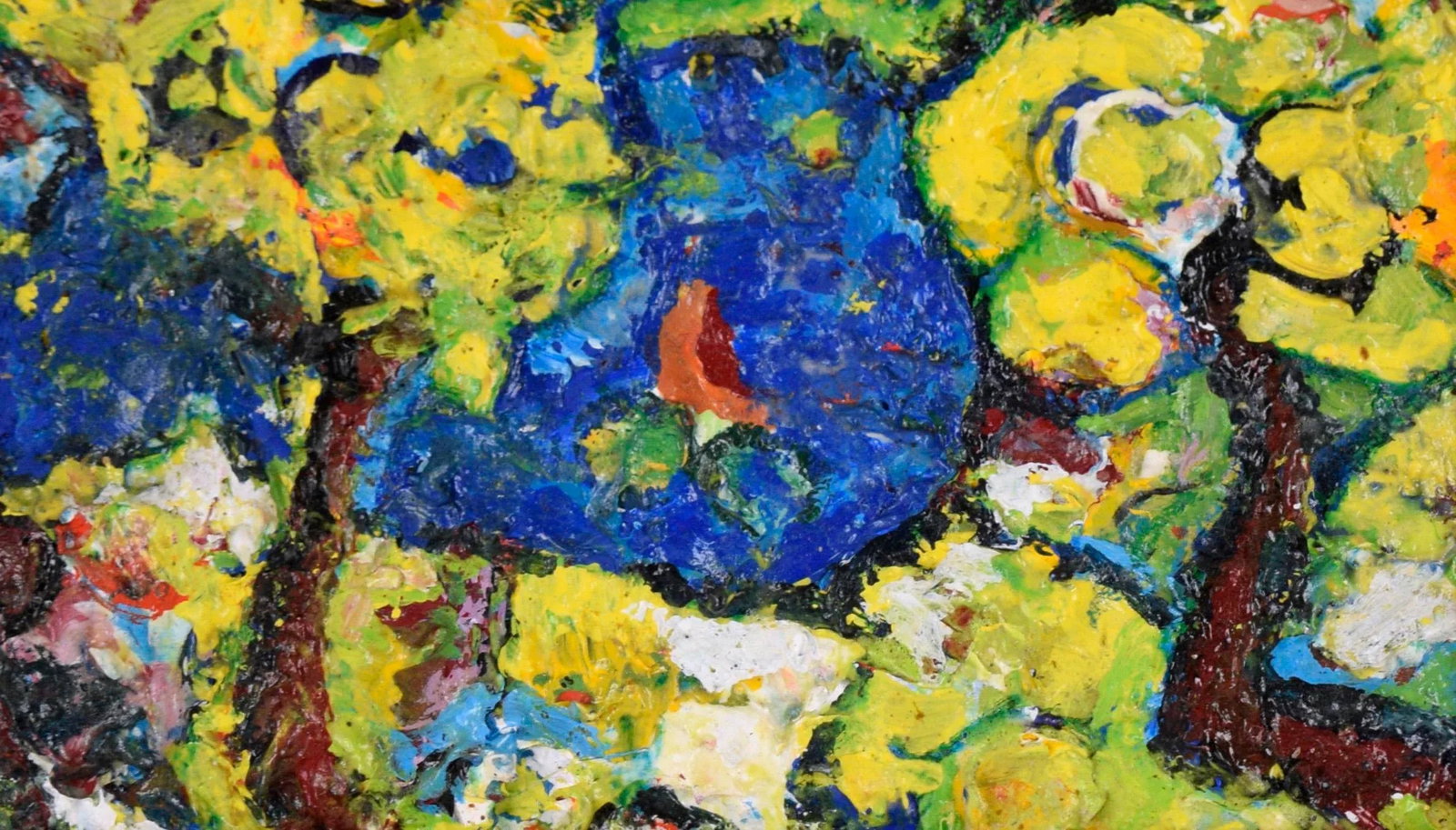 Fauvist Landscape With Lake and Mountains in Oil on Paper - 4