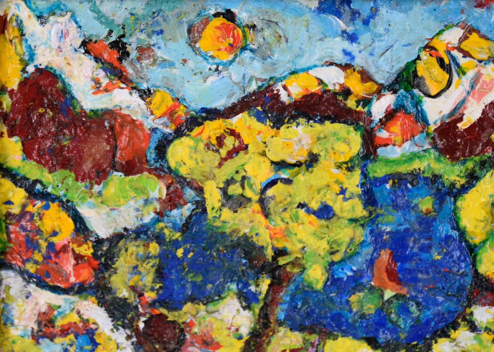 Fauvist Landscape With Lake and Mountains in Oil on Paper - 5
