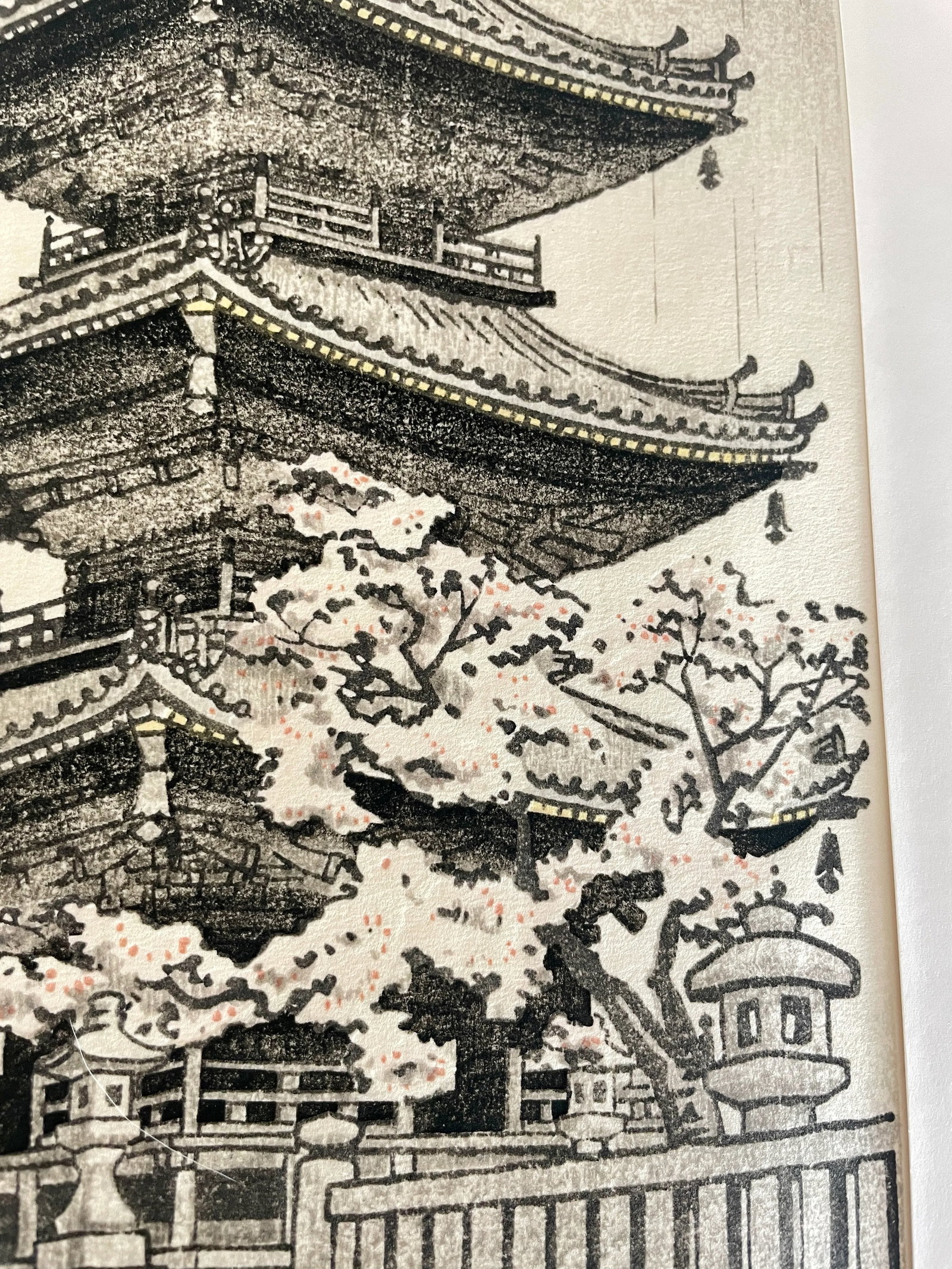 1940s Vintage Nisaburo Ito Japanese Woodblock Print "The Pagoda of Kiyomizu Temple in Kyoto" - 8