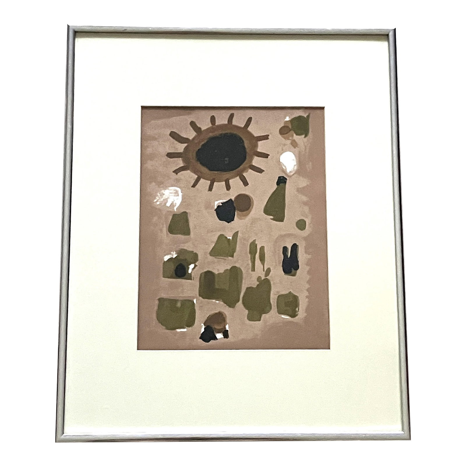 Roger Bissiere Lithograph on Velin Paper, Unsigned, Framed: This is a lithograph of a work by Roger Bissiere on velin paper. It is unsigned, as issued, and is believed to be from XXe Siecle, ndeg24, 1964, and was published and printed under the direction of
