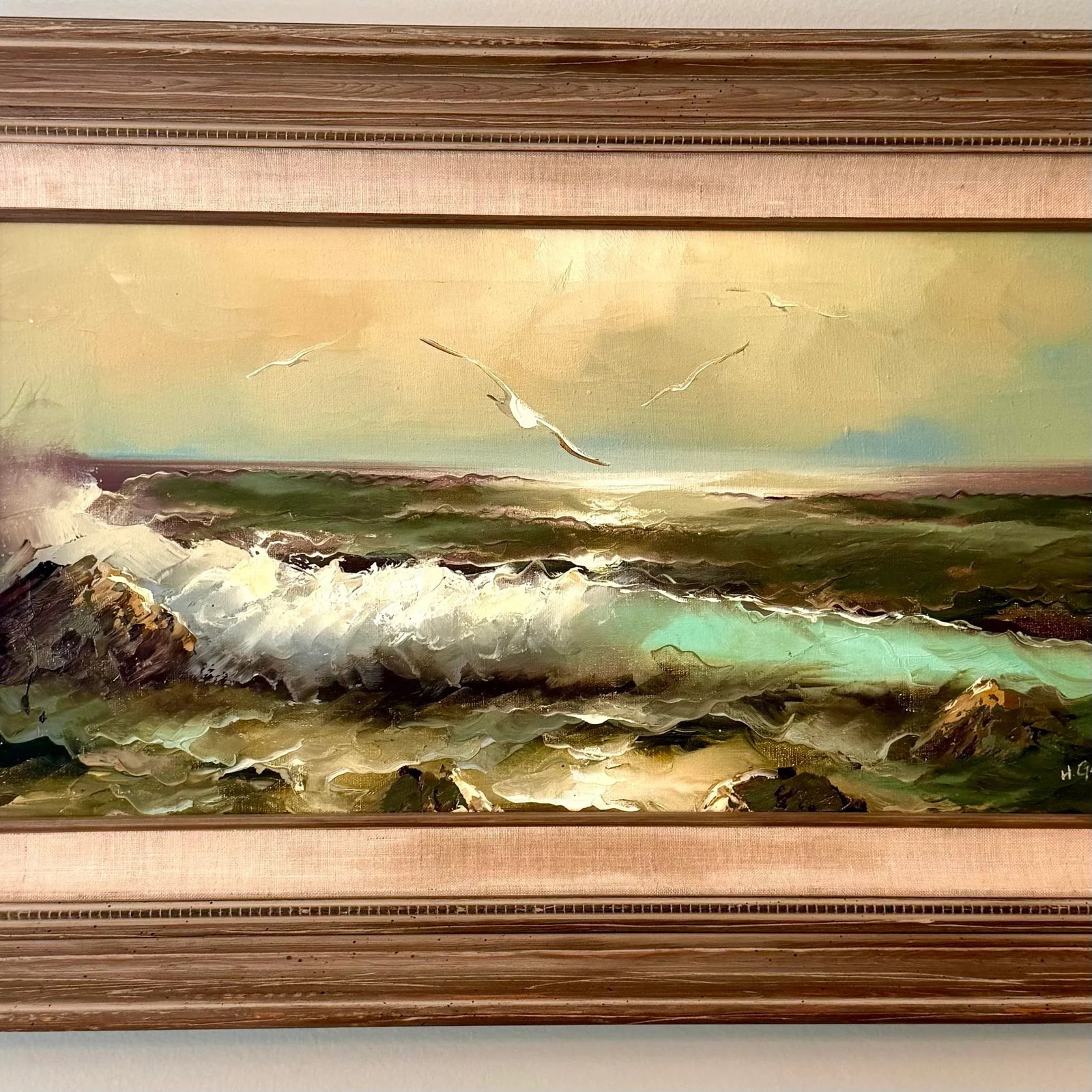 Mid-Century Seaside Landscape Oil Painting on Canvas, Signed - 3