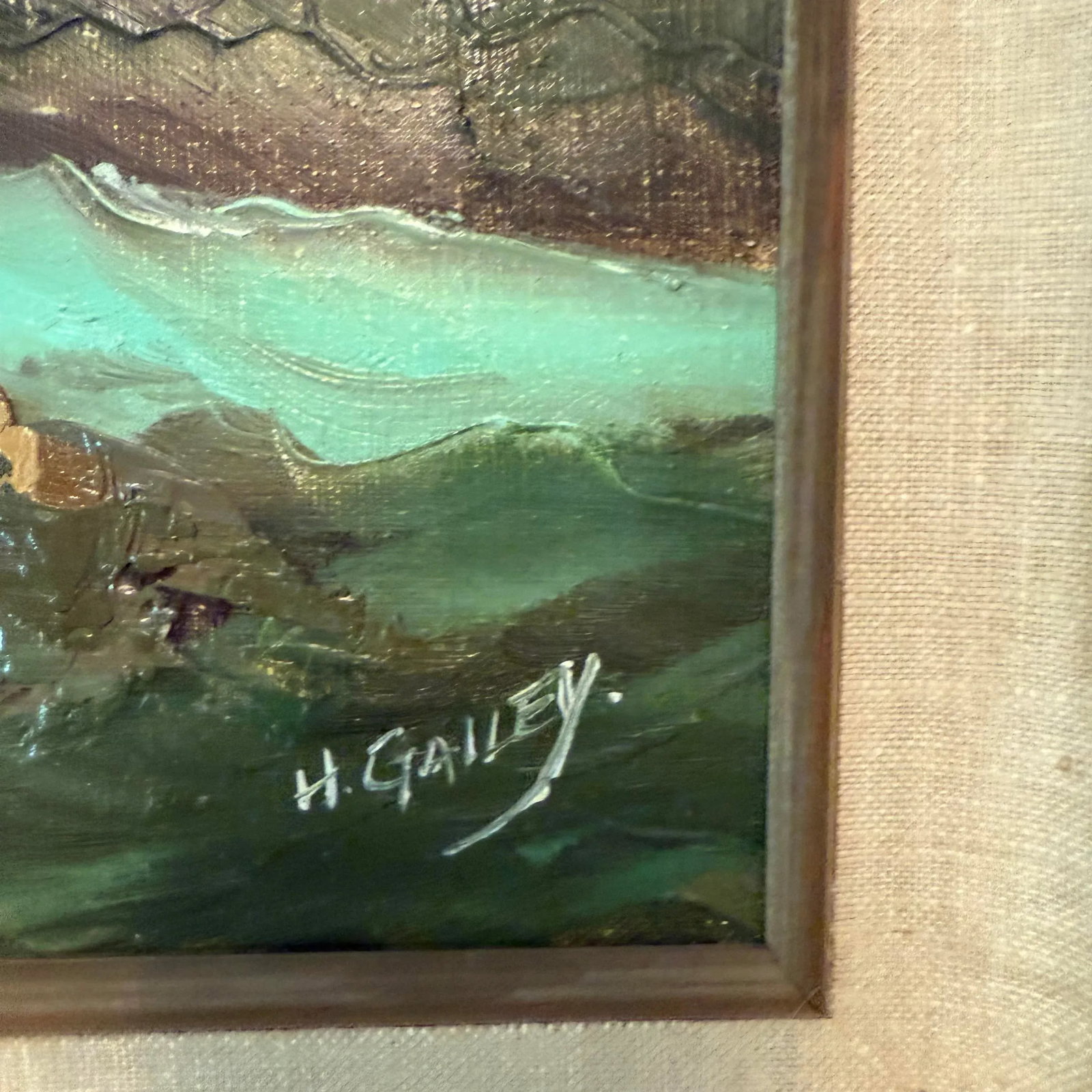 Mid-Century Seaside Landscape Oil Painting on Canvas, Signed - 6