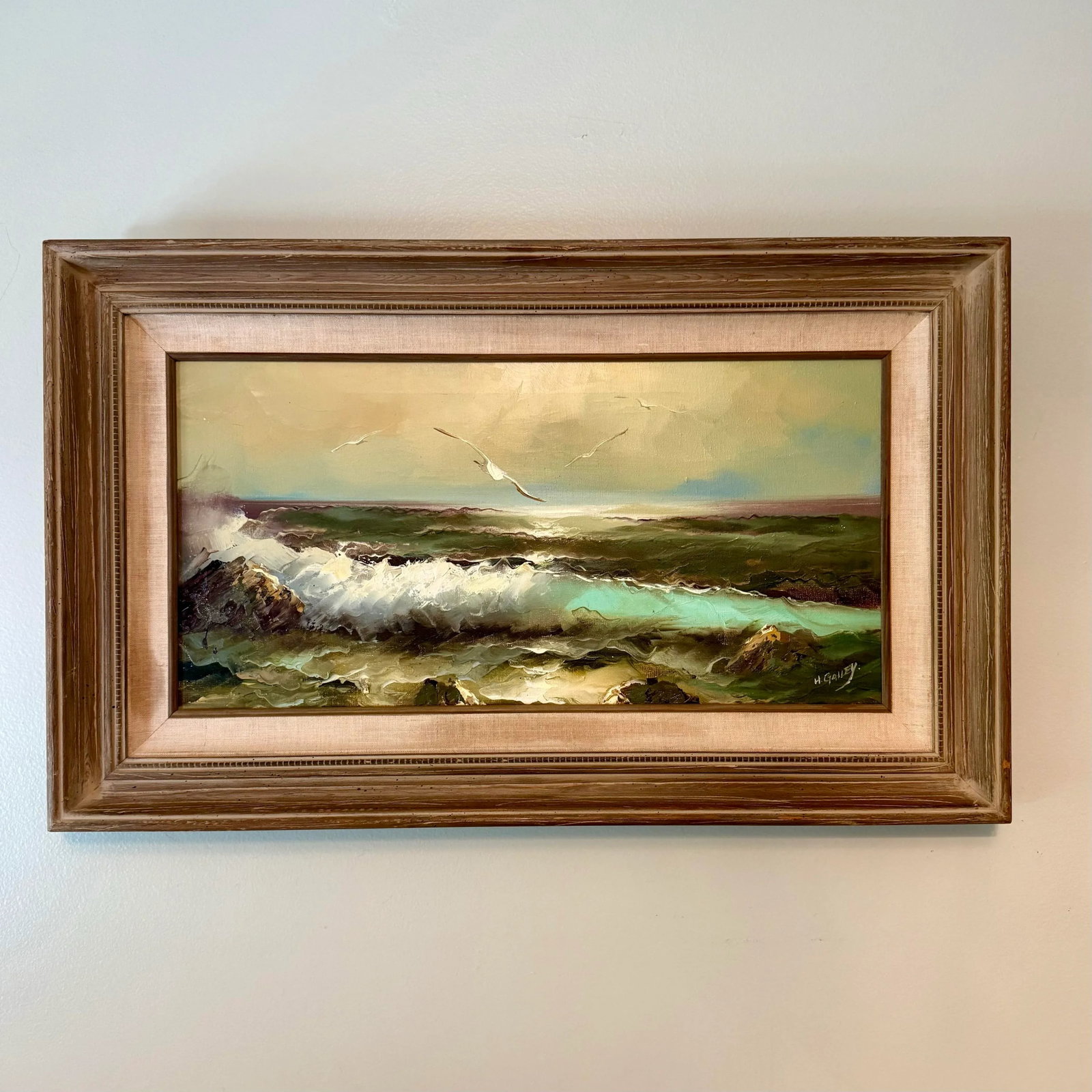 Mid-Century Seaside Landscape Oil Painting on Canvas, Signed - 8