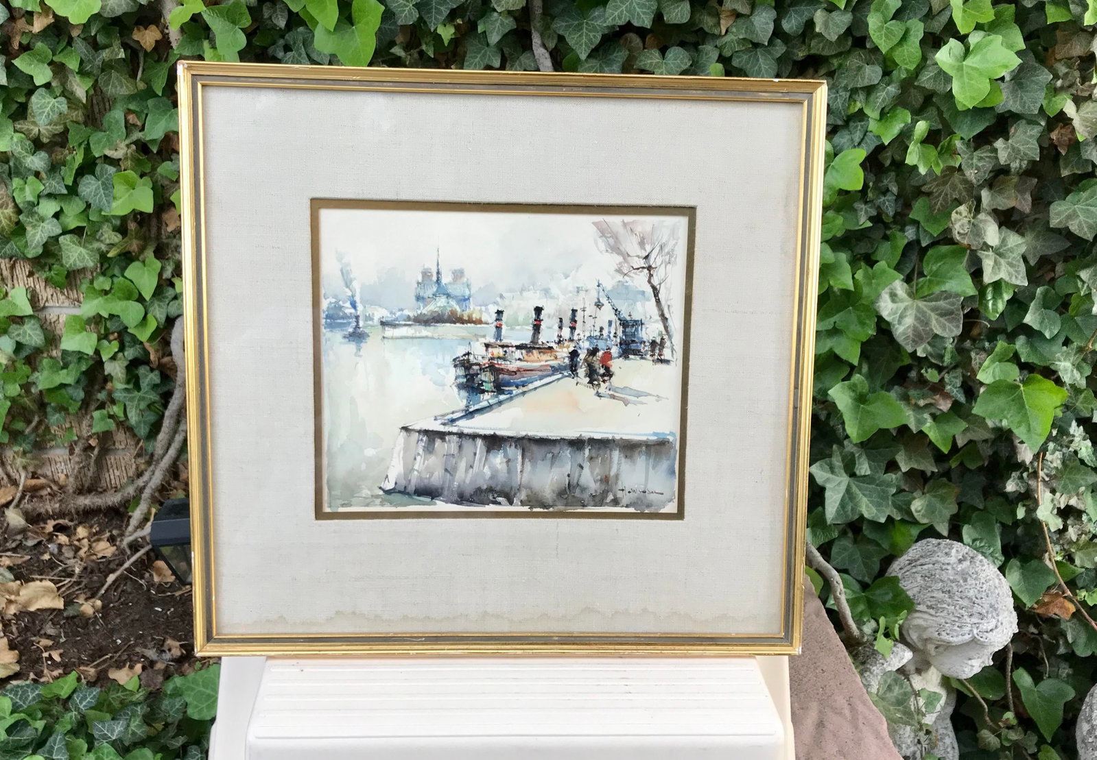 French Signed Watercolor Painting - 2