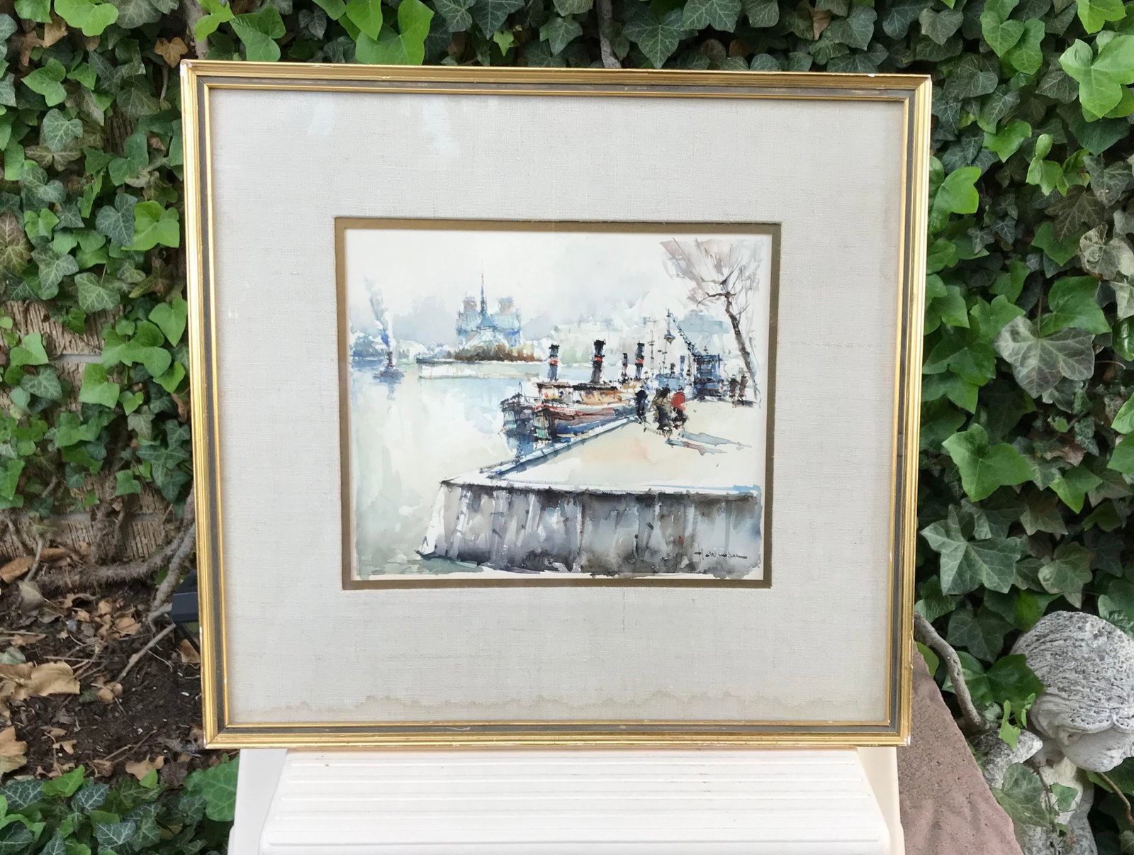 French Signed Watercolor Painting - 4