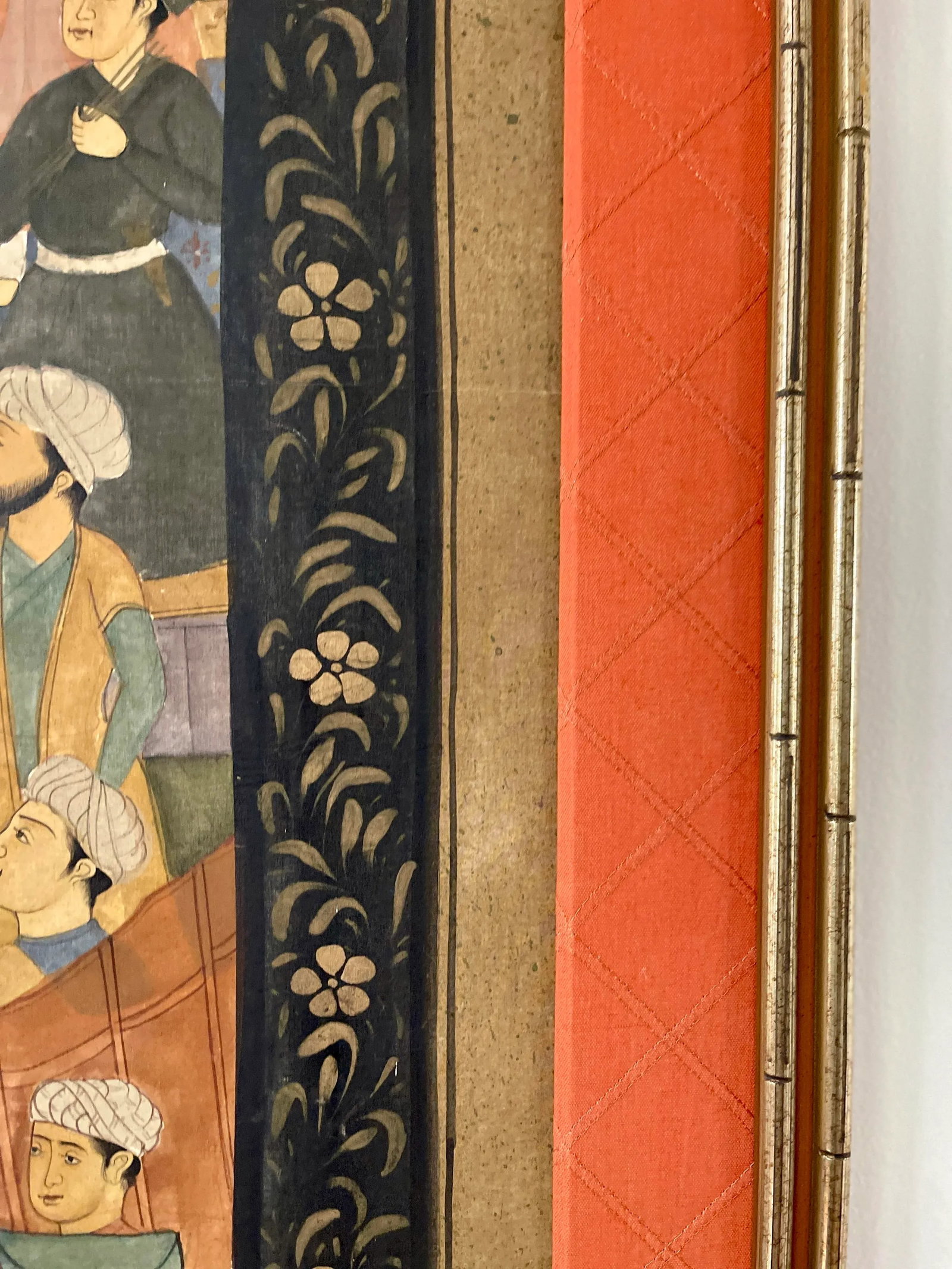 1930s Vintage Persian Painting on Fabric, Framed - 5