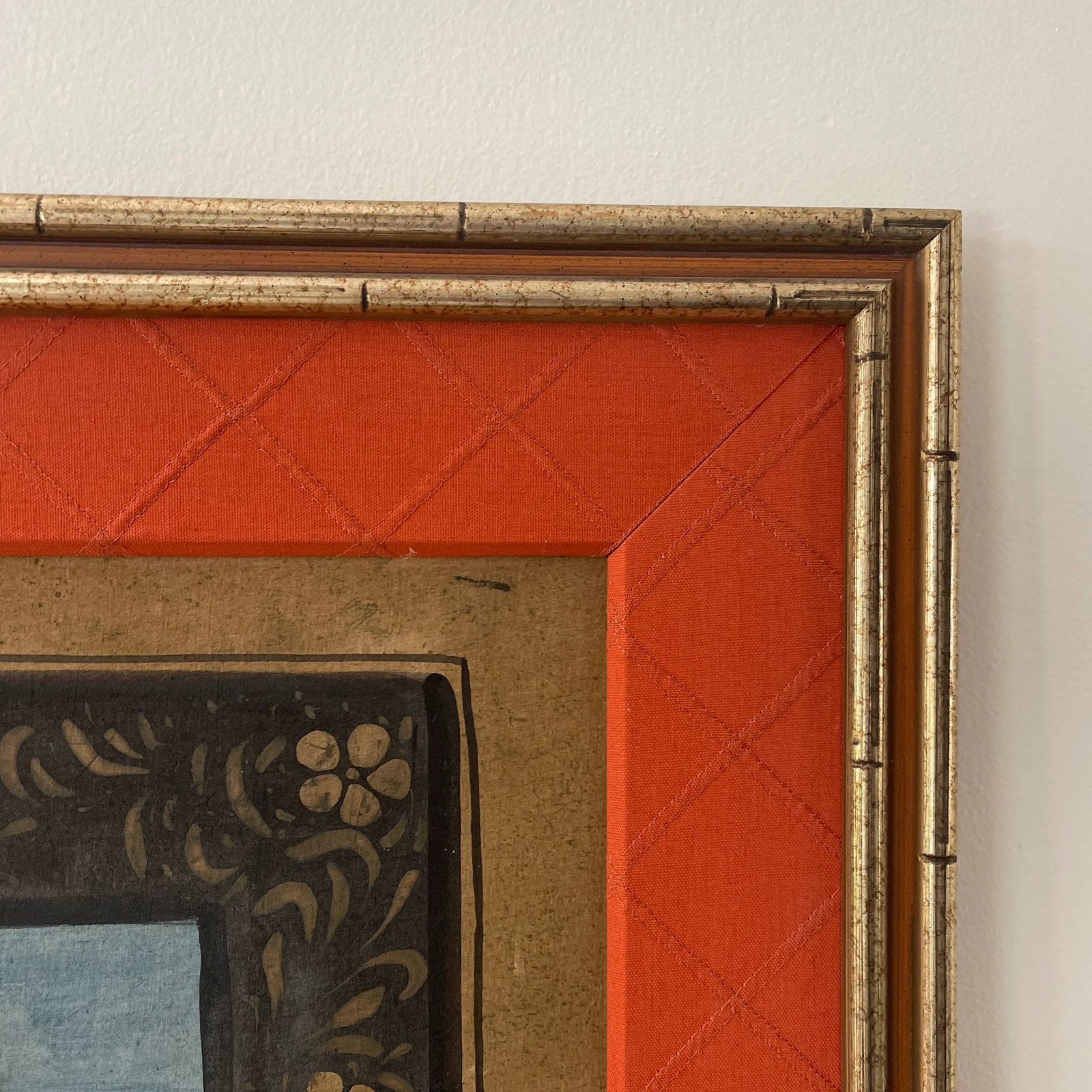 1930s Vintage Persian Painting on Fabric, Framed - 8