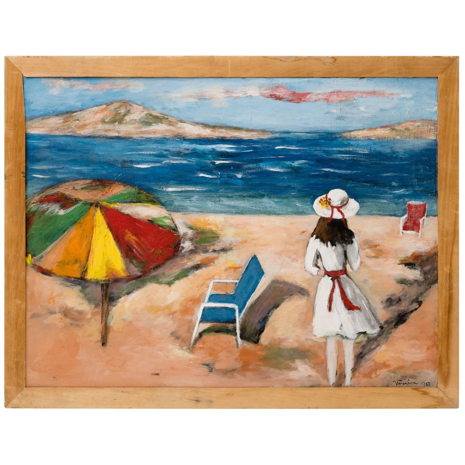 Surrealist Mediterranean Beach Scene Painting, circa 1983 - 11