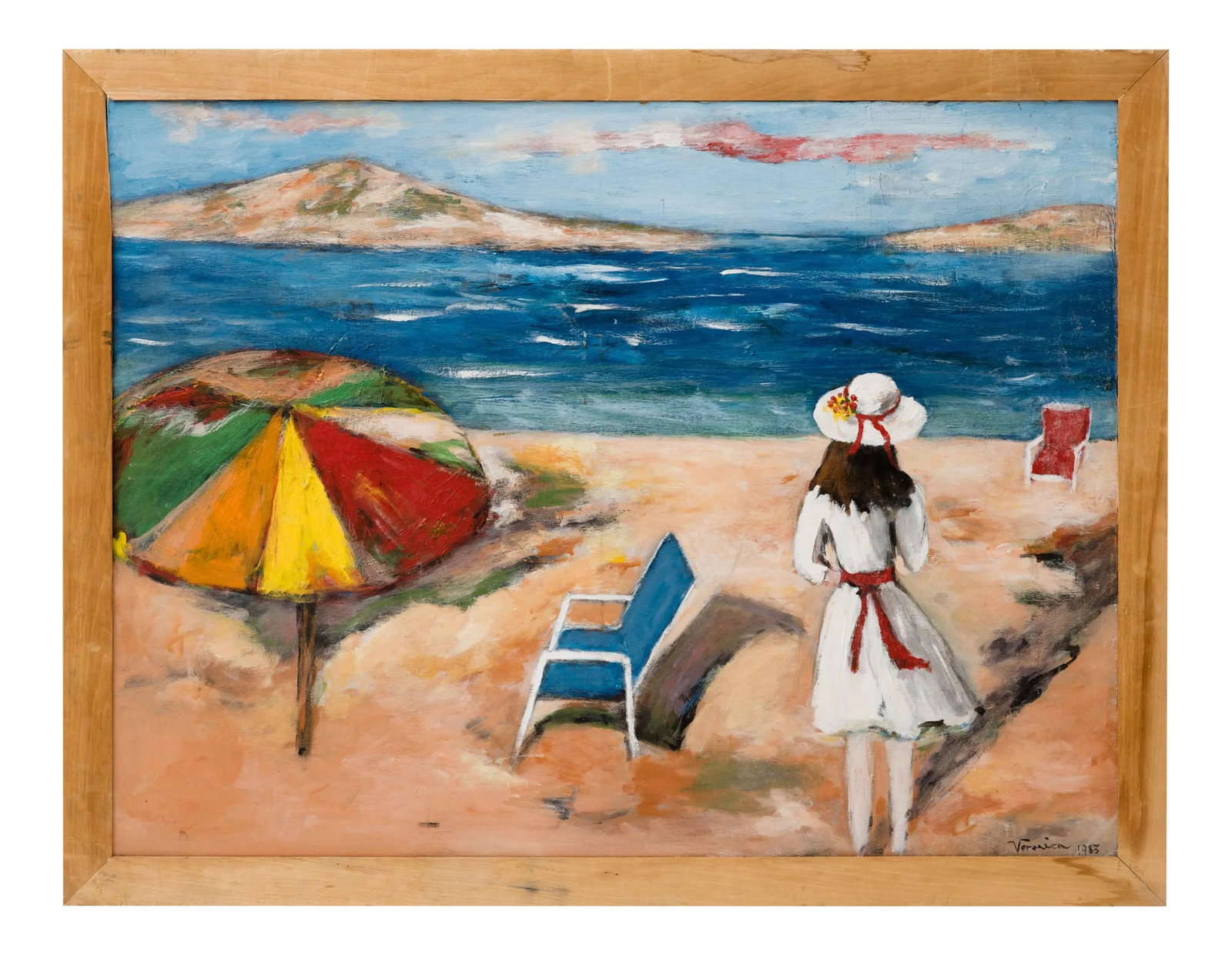 Surrealist Mediterranean Beach Scene Painting, circa 1983 (1 of 11)