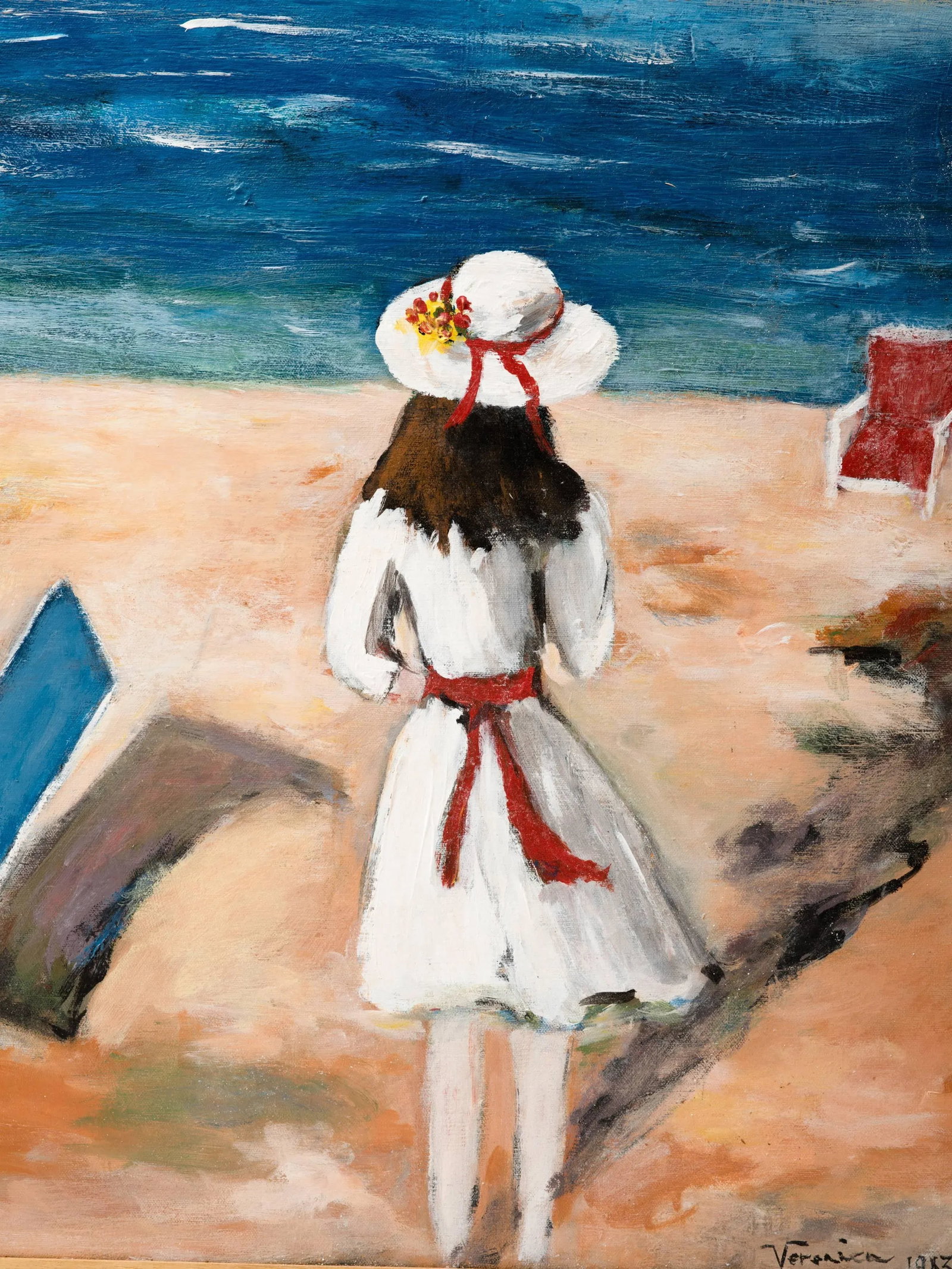 Surrealist Mediterranean Beach Scene Painting, circa 1983 - 3