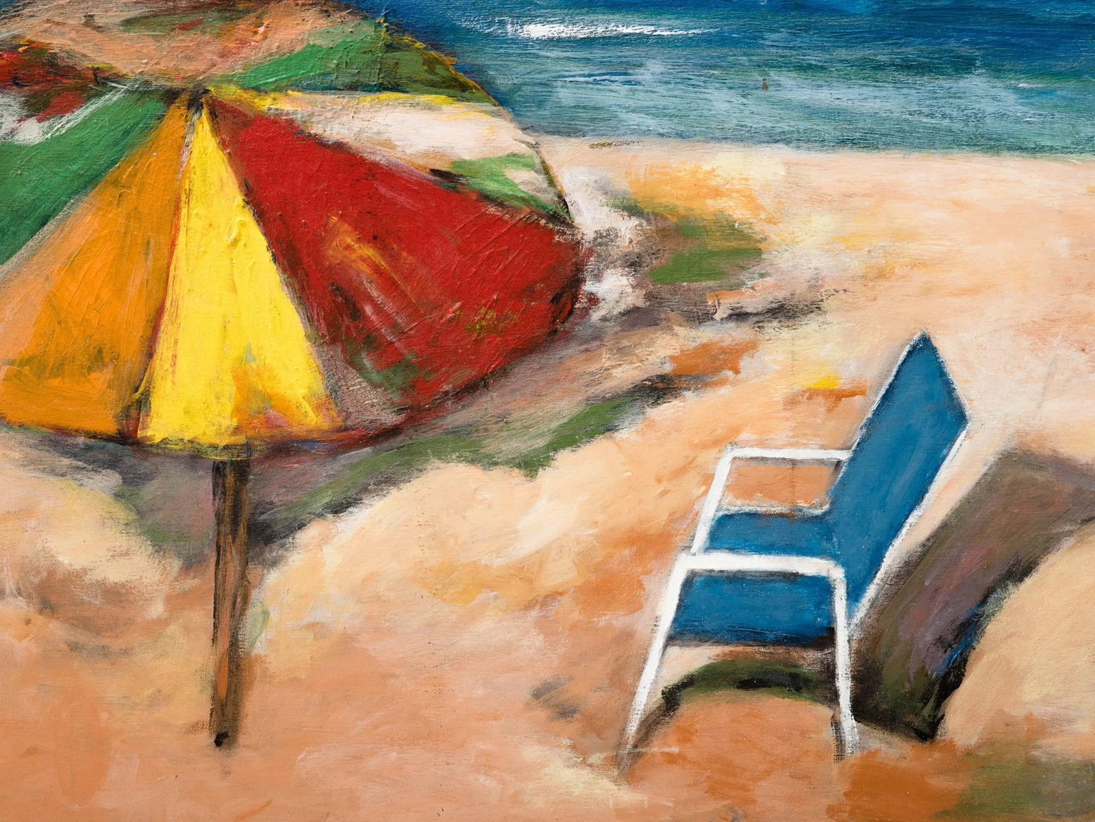 Surrealist Mediterranean Beach Scene Painting, circa 1983 - 7