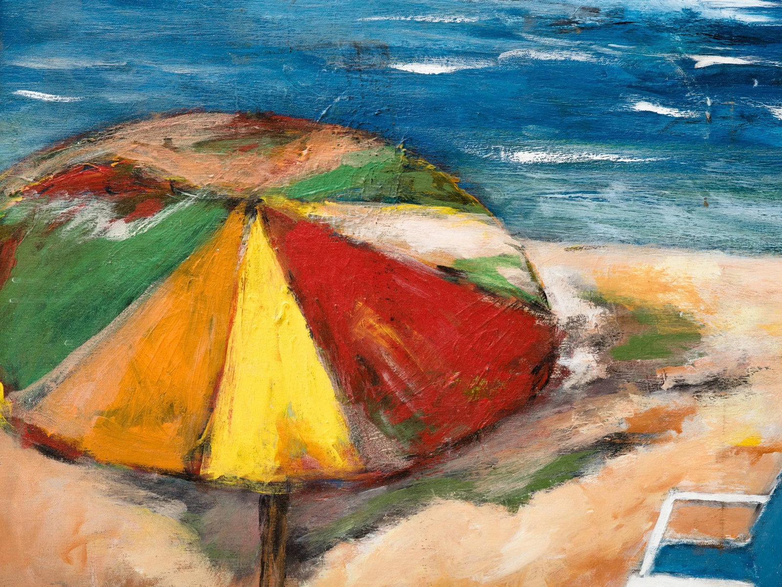 Surrealist Mediterranean Beach Scene Painting, circa 1983 - 8