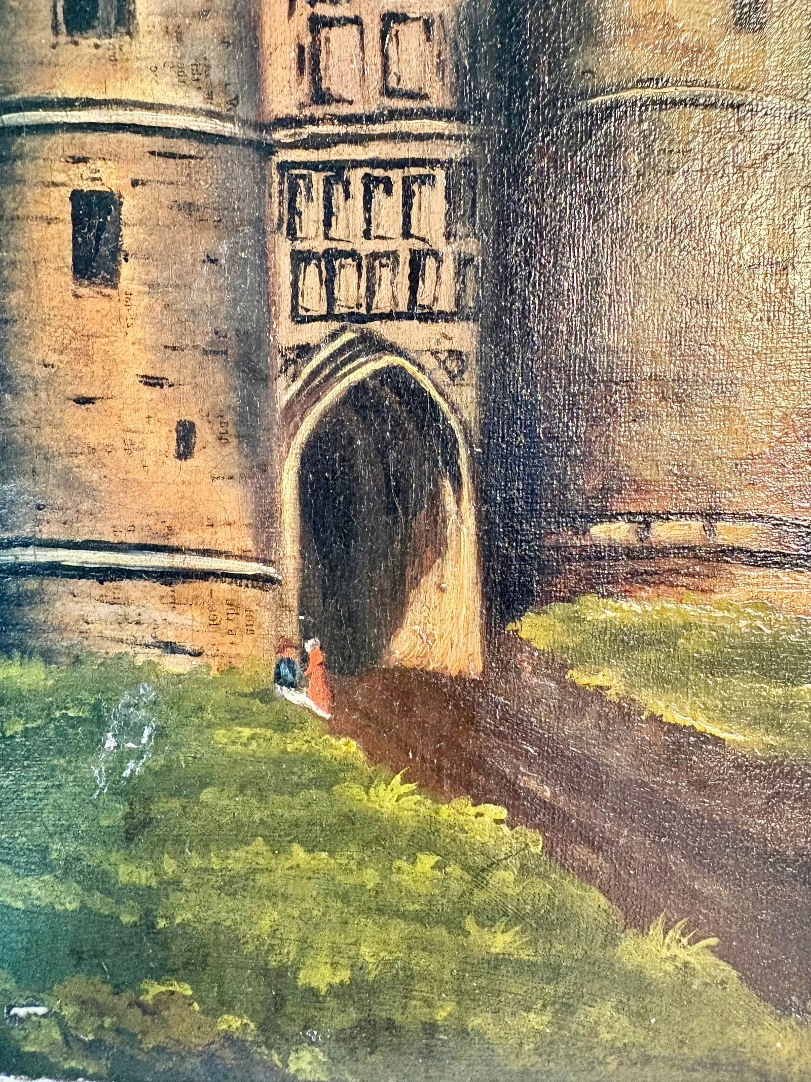Early 20th Century French Castle Art Oil on Canvas - 6