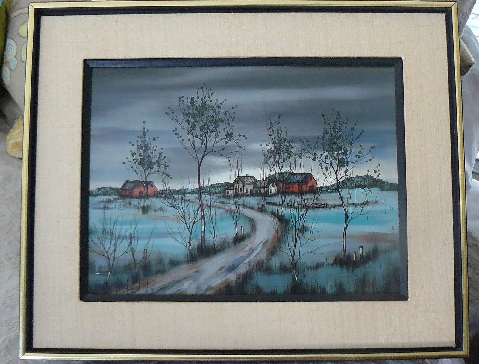 Mid Century Landscape by Hugo Casar in Original Frame - 12
