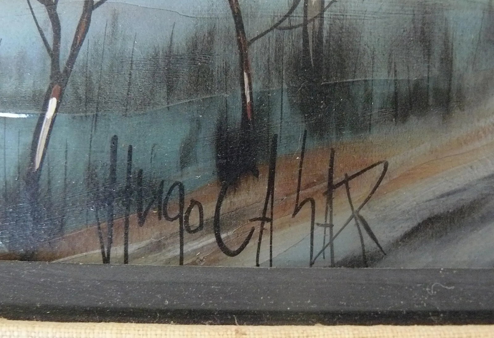 Mid Century Landscape by Hugo Casar in Original Frame - 4